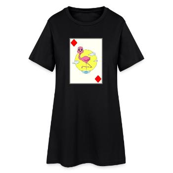 Flamingo Poker Pokerkarten Kartenspiel - Frauen T-Shirt-Kleid - Schwarz - Vorne