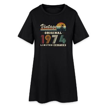 Original 1974 Vintage Rétro Cadeau D'anniversaire - Robe T-shirt Femme - noir - Devant