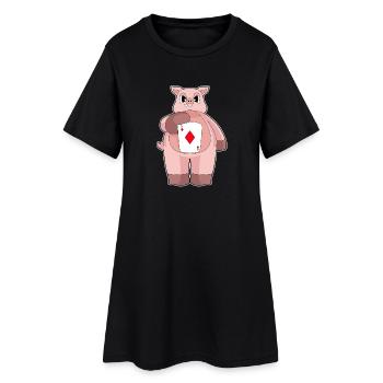 Schwein Poker Pokerkarten Kartenspiel - Frauen T-Shirt-Kleid - Schwarz - Vorne