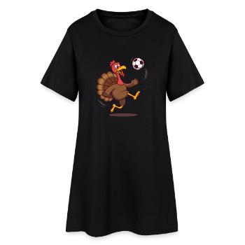 Dinde jouant au football Thanksgiving - Robe T-shirt Femme - noir - Devant