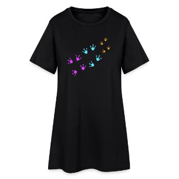 3 Frogs Footprints Family Parents Child Team Cute - Women’s T-Shirt Dress - black - Front