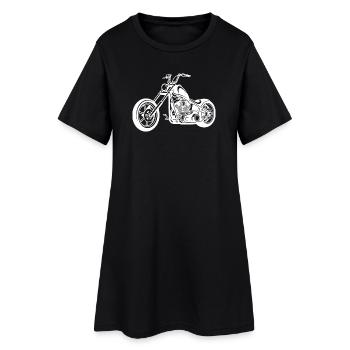 Chopper Motorrad Design in weiss - Frauen T-Shirt-Kleid - Schwarz - Vorne