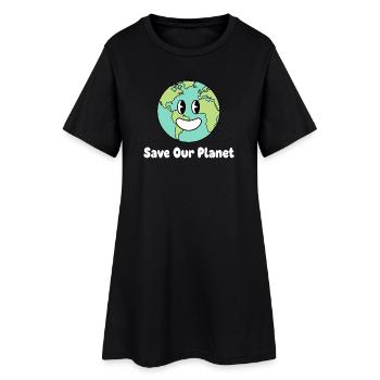 Terre souriante : sauvez notre planète - Robe T-shirt Femme - noir - Devant