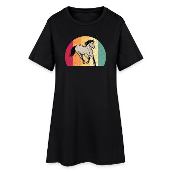 Motif Cheval Motif Cheval Look Vintage Rétro - Robe T-shirt Femme - noir - Devant