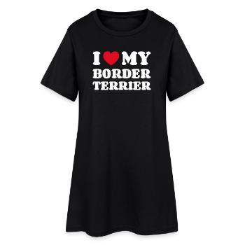 J’aime mon border terrier cadeau propriétaire de chien - Robe T-shirt Femme - noir - Devant