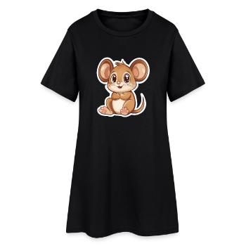Maus - Frauen T-Shirt-Kleid - Schwarz - Vorne