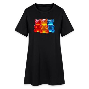 Ours tricolores brillants - Robe T-shirt Femme - noir - Devant