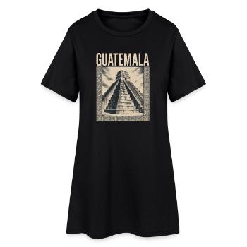 Guatemala Pyramide Retrolook Tikal - Frauen T-Shirt-Kleid - Schwarz - Vorne