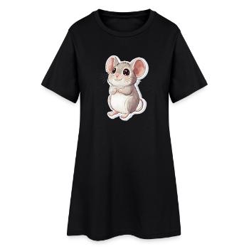 Maus - Frauen T-Shirt-Kleid - Schwarz - Vorne