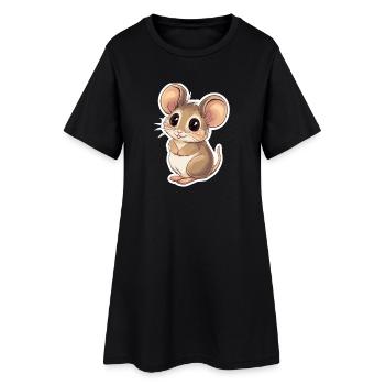 Maus - Frauen T-Shirt-Kleid - Schwarz - Vorne