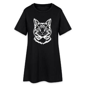 Chat blanc tête chaton tigre chat cadeau - Robe T-shirt Femme - noir - Devant