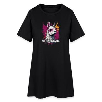 Cooles Lama Alpaka - Frauen T-Shirt-Kleid - Schwarz - Vorne