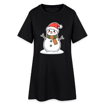 Schneemann - Frauen T-Shirt-Kleid - Schwarz - Vorne