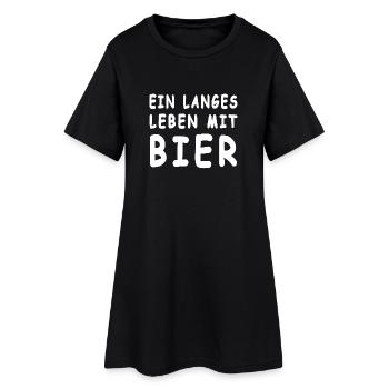 Bier - Frauen T-Shirt-Kleid - Schwarz - Vorne
