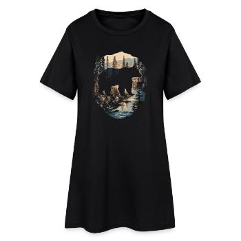 Rétro extérieur nature sauvage ours arbres - Robe T-shirt Femme - noir - Devant