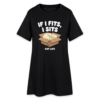 Wenn es passt, sitzt Katze in Box - Frauen T-Shirt-Kleid - Schwarz - Vorne
