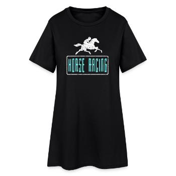 Retro Horse Racing Trackside Speed Fans - Women’s T-Shirt Dress - black - Front