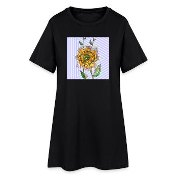 Blume - Frauen T-Shirt-Kleid - Schwarz - Vorne