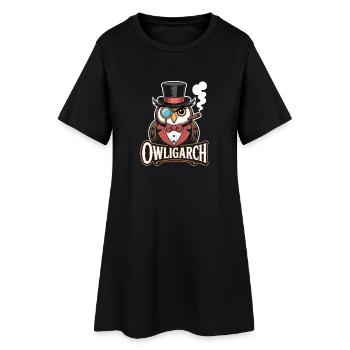Hibou avec chapeau haut de forme et monocle – Owligarch - Robe T-shirt Femme - noir - Devant