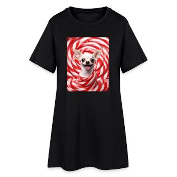 Tourbillon de bonbons Chihuahua - Robe T-shirt Femme - noir - Devant