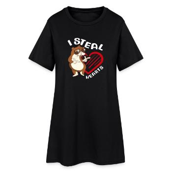 Voler le cœur loutre de mer dessin animé - Robe T-shirt Femme - noir - Devant