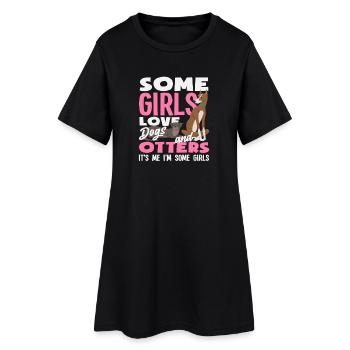 Fille, je suis un chien, loutre de mer, dessin animé - Robe T-shirt Femme - noir - Devant