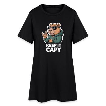 Capy Bear Rockout Keep It Capy - Frauen T-Shirt-Kleid - Schwarz - Vorne