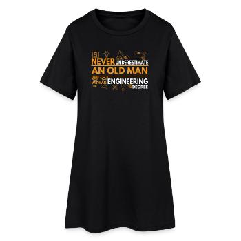 Unterschätzen Sie niemals einen alten Mann mit Ingenieurskunst - Frauen T-Shirt-Kleid - Schwarz - Vorne