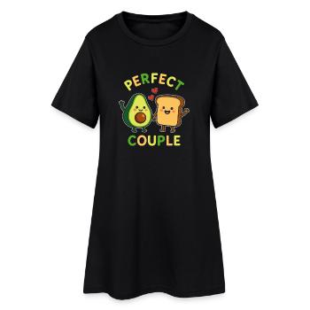 Couple parfait avocat et toast amour - Robe T-shirt Femme - noir - Devant