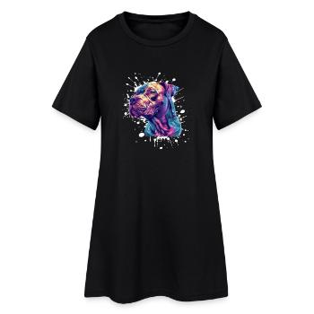 Éclaboussures de portrait de chien coloré - Robe T-shirt Femme - noir - Devant
