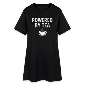 Alimenté par une tasse à thé - Robe T-shirt Femme - noir - Devant