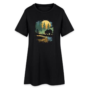 Rétro extérieur nature sauvage ours arbres - Robe T-shirt Femme - noir - Devant