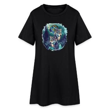 Rétro extérieur nature sauvage ours arbres - Robe T-shirt Femme - noir - Devant