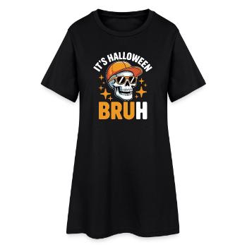 Bruh Totenschädel Halloween T-Shirt - Frauen T-Shirt-Kleid - Schwarz - Vorne