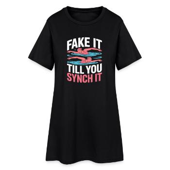 Synchronschwimmen Kunstschwimmen Wassersport - Frauen T-Shirt-Kleid - Schwarz - Vorne