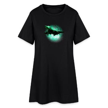 Neonjet im Grünen Halo - Frauen T-Shirt-Kleid - Schwarz - Vorne