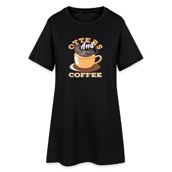 Kaffee Seeotter Cartoon - Frauen T-Shirt-Kleid - Schwarz - Vorne
