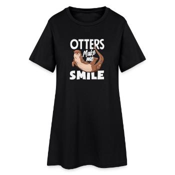 Smiling Sea Otter Cartoon - Women’s T-Shirt Dress - black - Front