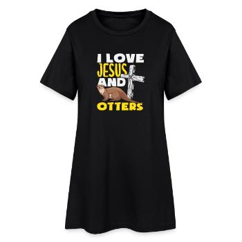 Jésus Loutre de mer dessin animé - Robe T-shirt Femme - noir - Devant