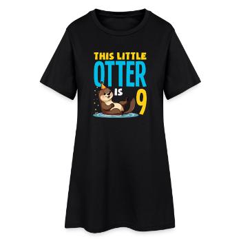 This Otter is 9 - Cute Birthday Motif - Women’s T-Shirt Dress - black - Front