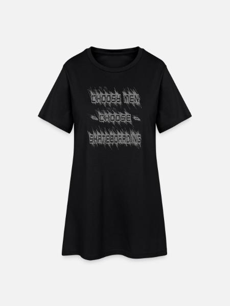 Choosy men choose skateboarding - Frauen T-Shirt-Kleid - Schwarz