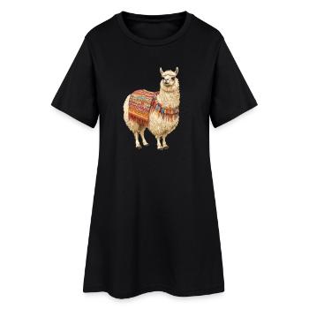 lama - Robe T-shirt Femme - noir - Devant