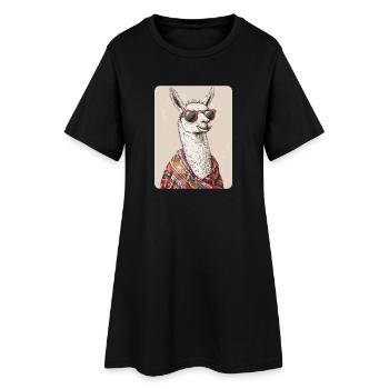 lama - Robe T-shirt Femme - noir - Devant