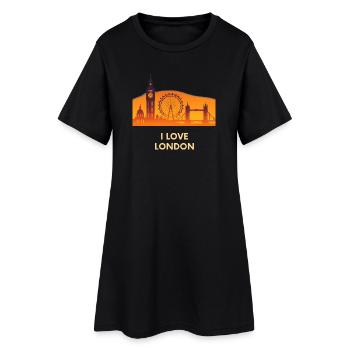 J’adore le Skyline de Londres Coucher de soleil - Robe T-shirt Femme - noir - Devant