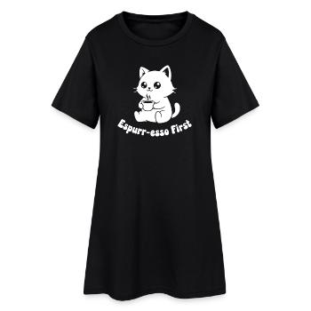 Café chaton latte illustration - Robe T-shirt Femme - noir - Devant