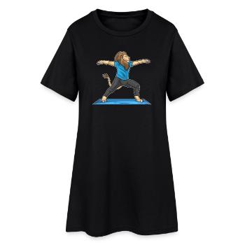 Lion Yoga Fitness Gymnastique - Robe T-shirt Femme - noir - Devant