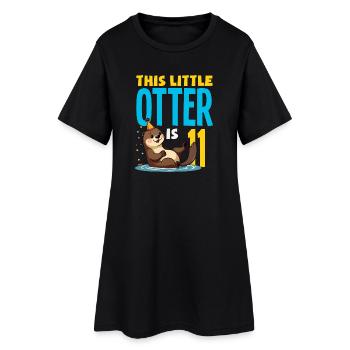 This Otter Is 11 - Cute Birthday Motif - Women’s T-Shirt Dress - black - Front