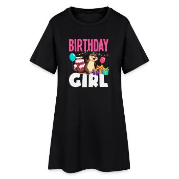 This Otter is 2 - Cute Birthday Motif - Women’s T-Shirt Dress - black - Front