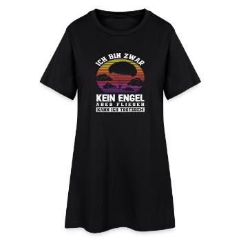drôle parachutiste accro à l’adrénaline ange - Robe T-shirt Femme - noir - Devant