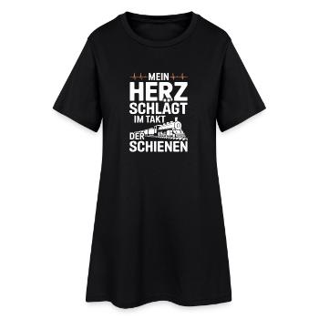 My heart beats to the beat of the railroad - Women’s T-Shirt Dress - black - Front